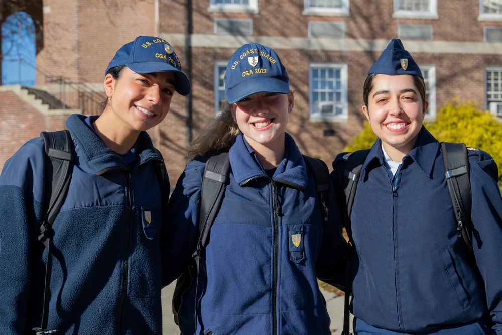 U.S. Coast Guard Academy cadets return from holiday leave