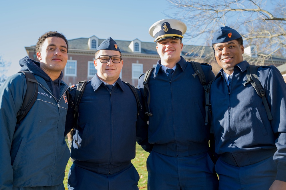 U.S. Coast Guard Academy cadets return from holiday leave