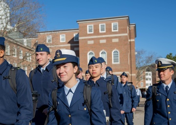 U.S. Coast Guard Academy cadets return from holiday leave