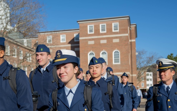 U.S. Coast Guard Academy cadets return from holiday leave