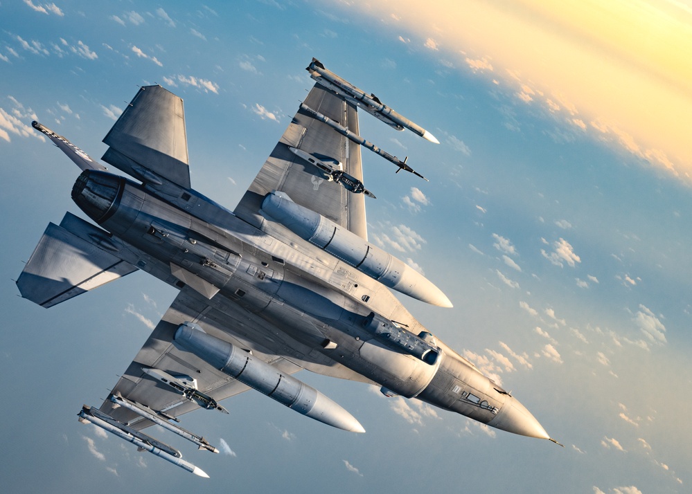 A U.S. Air Force F-16 Trains Over the Gulf Coast of Florida