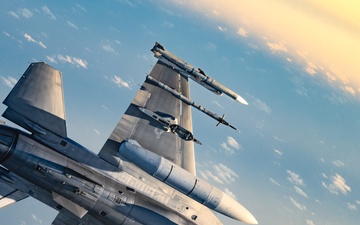 A U.S. Air Force F-16 Trains Over the Gulf Coast of Florida