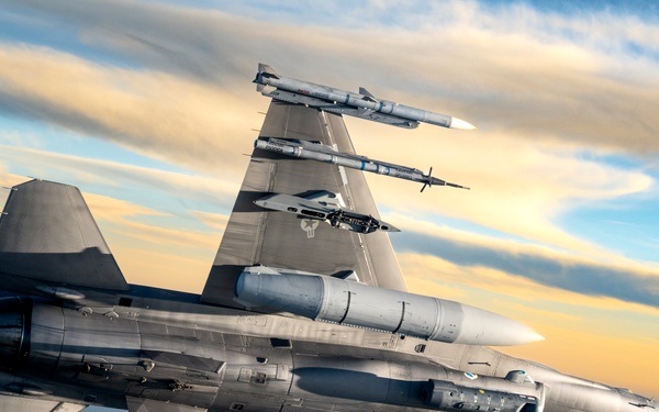 A U.S. Air Force F-16 Flies Over the Gulf Coast of Florida