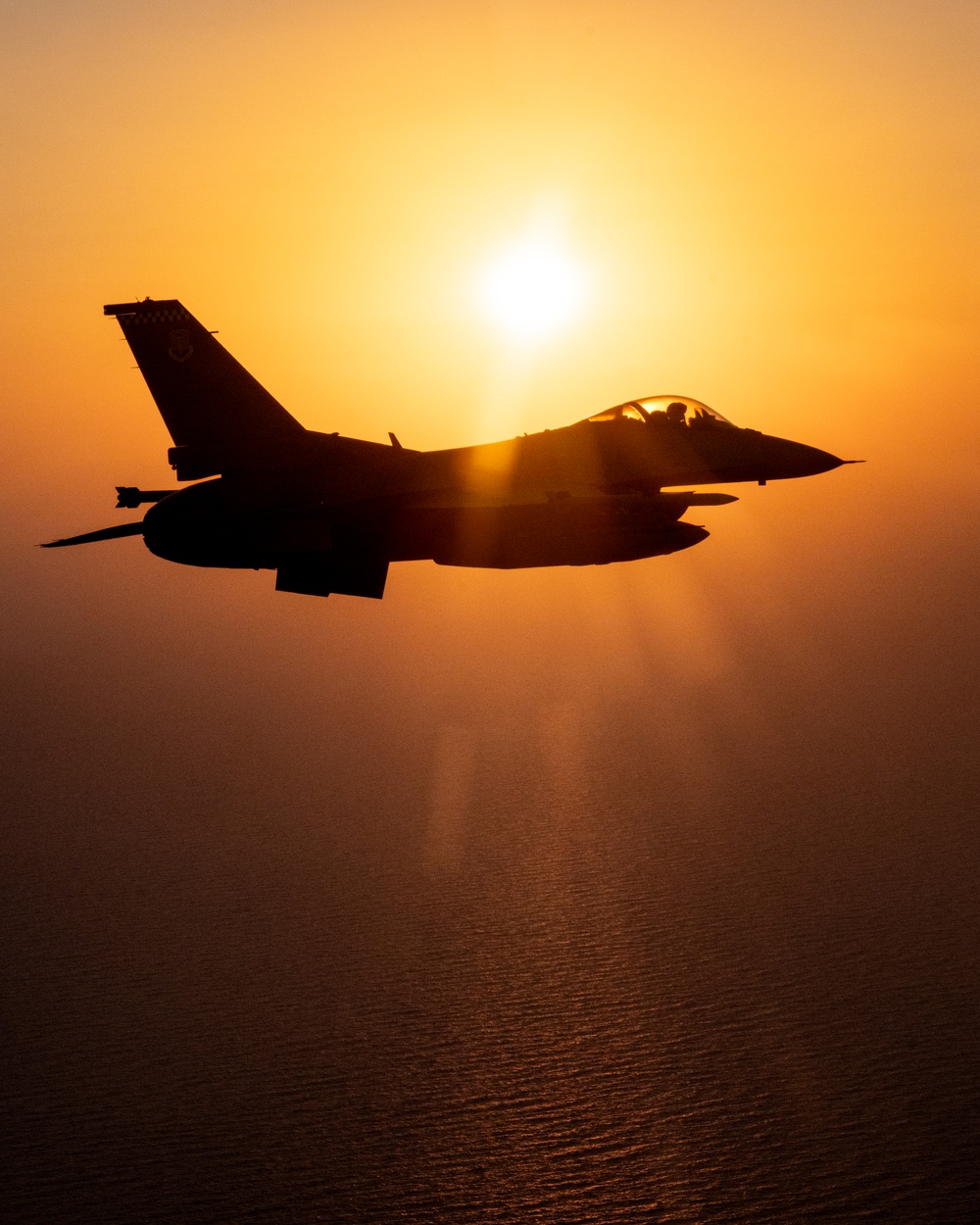 A U.S. Air Force F-16 Flies Over the Gulf Coast of Florida