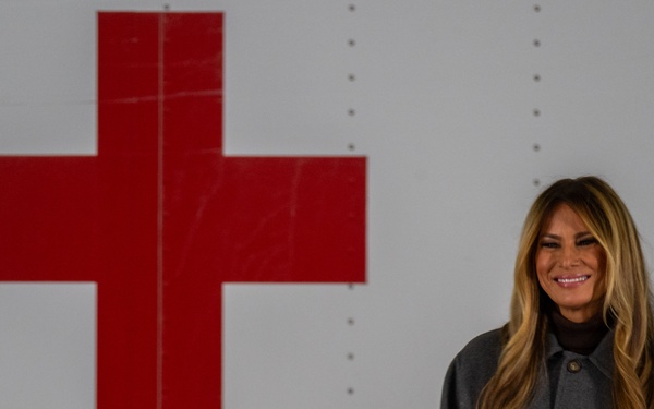First Lady Melania Trump and Second Lady Usha Vance Partner with Red Cross Making Care Packages at Andrews