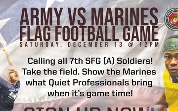 Army vs. Marines Flag Football Announcement Graphic