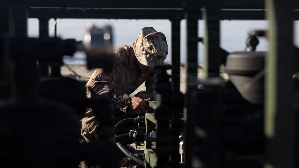 CLB-5 Marines set up water purification system during Steel Knight 25