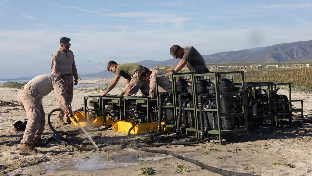 CLB-5 Marines set up water purification system during Steel Knight 25