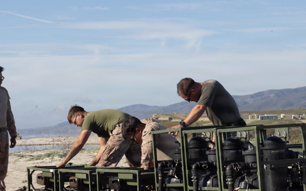 CLB-5 Marines set up water purification system during Steel Knight 25
