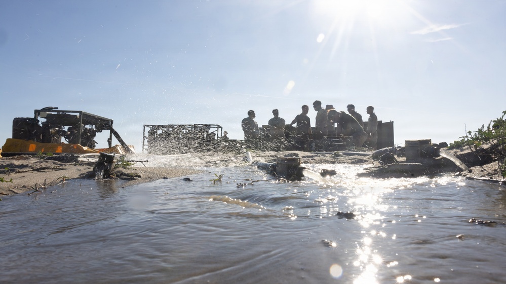 CLB-5 Marines set up water purification system during Steel Knight 25