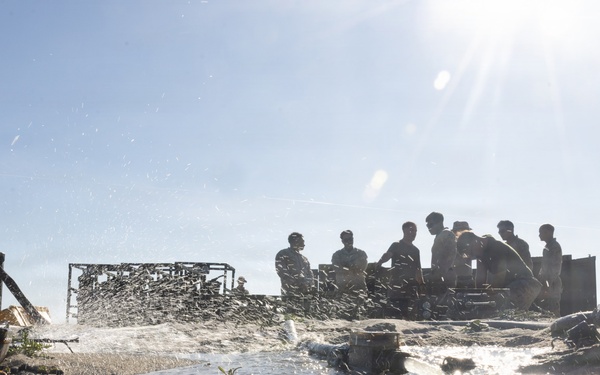 CLB-5 Marines set up water purification system during Steel Knight 25
