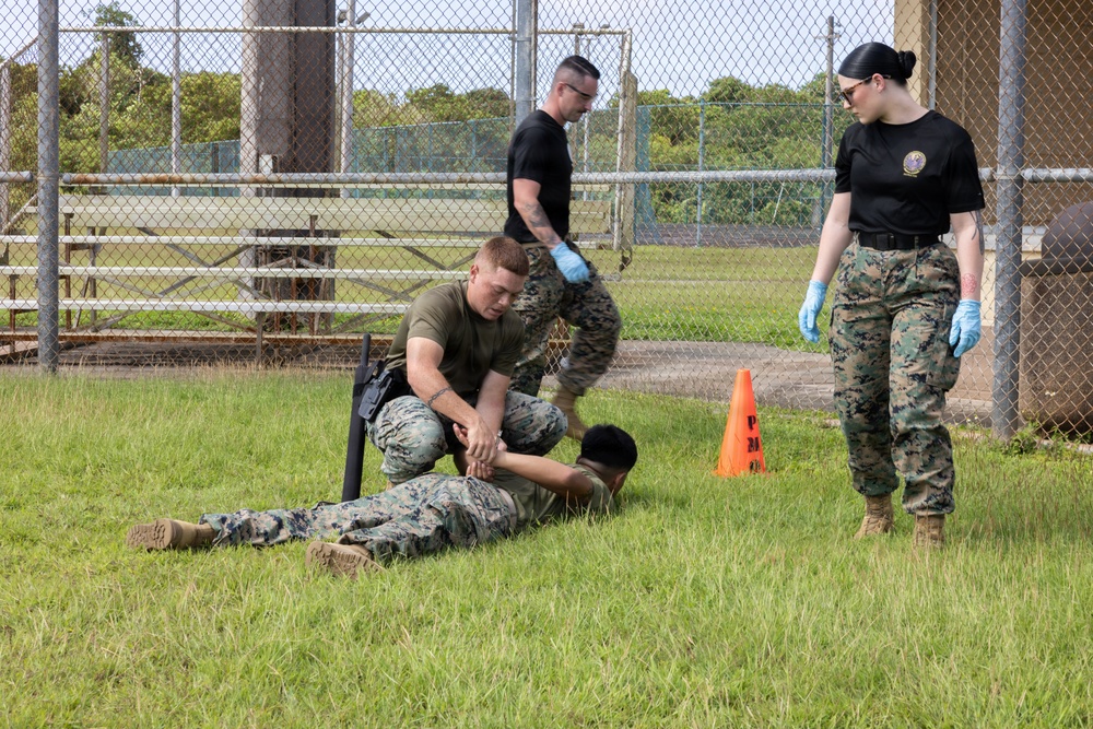 Camp Blaz Marines and Guam Police Officers conduct OC spray training