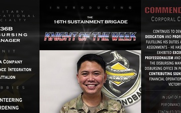 16th SBDE Knight of the Week -Soldier Spotlight: Cpl Jerwin Cascaro