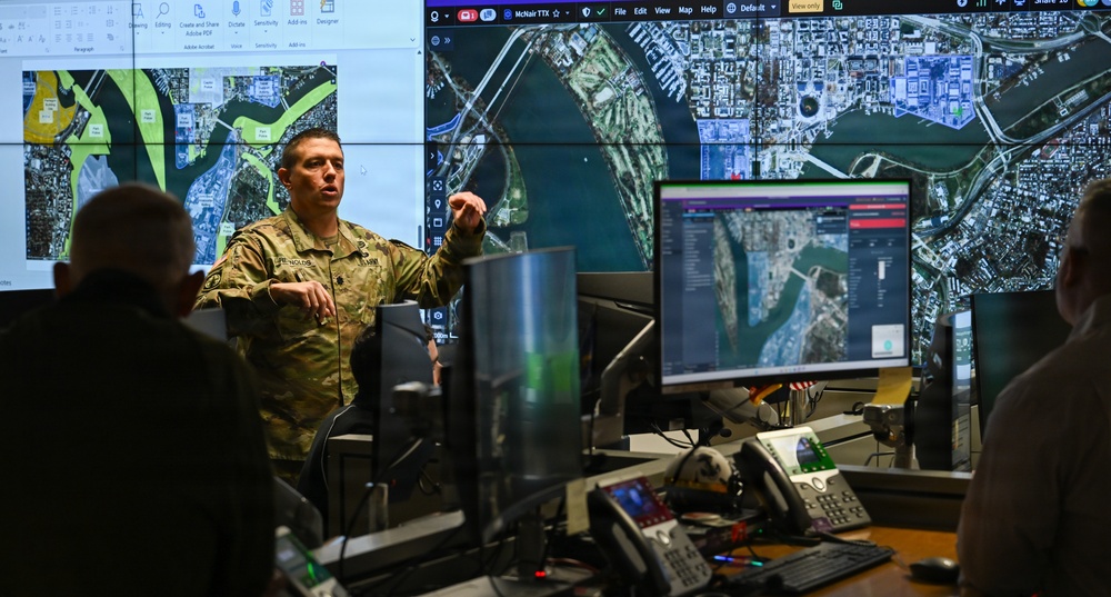 Lt. Col. Reynolds Monitors c-UAS Exercise at Fort McNair