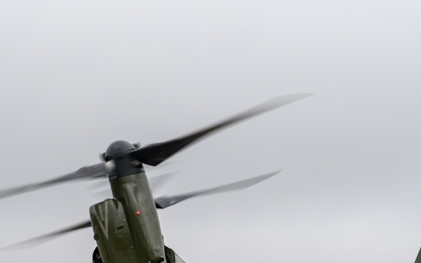 U.S. Marine Corps MV-22B Osprey arrives at Dover Air Force Base