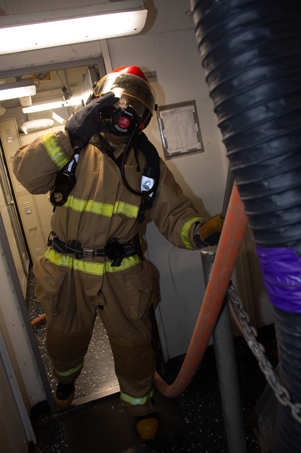 Ronald Reagan Sailors Practice 8010 Firefighting Drill