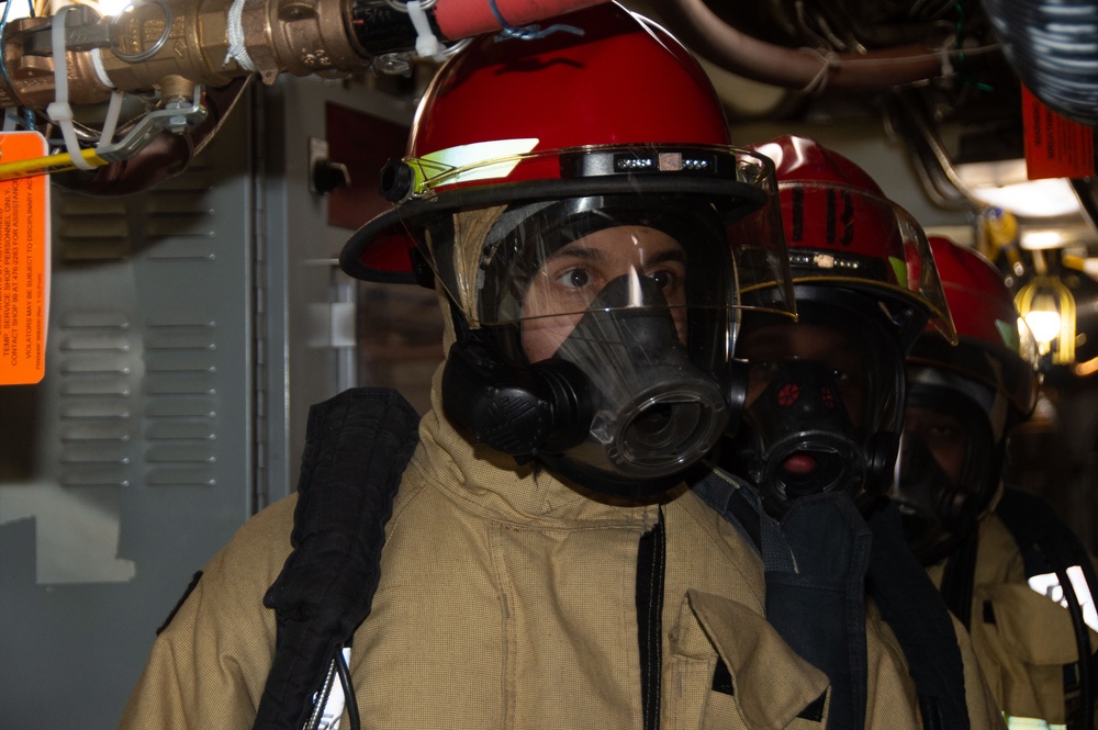 Ronald Reagan Sailors Practice 8010 Firefighting Drill