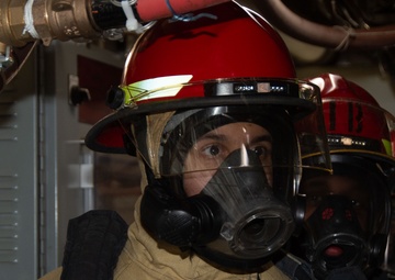 Ronald Reagan Sailors Practice 8010 Firefighting Drill