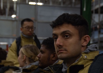 Ronald Reagan Sailors Practice 8010 Firefighting Drill