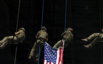 Red, White and Blue Rappelling