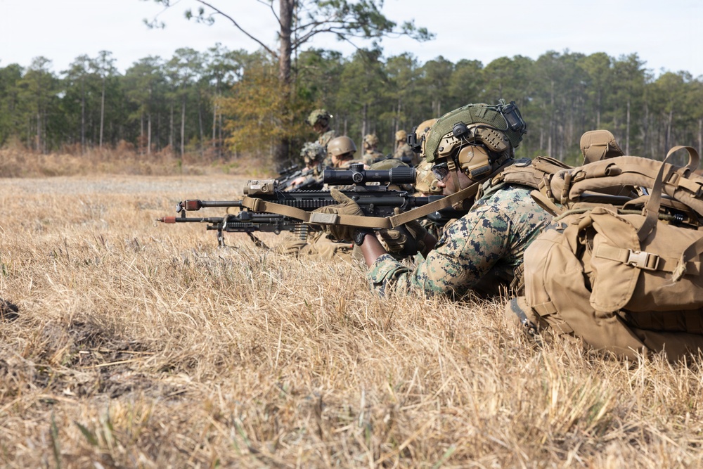 Marines with Advanced Infantry Training Battalion participate in an aerial insertion training exercise