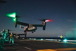 11th MEU Marines, Sailors Conduct Night Deck Landing Qualifications