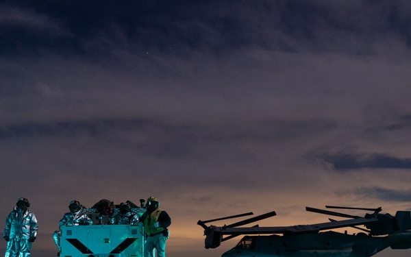 11th MEU Marines, Sailors Conduct Night Deck Landing Qualifications