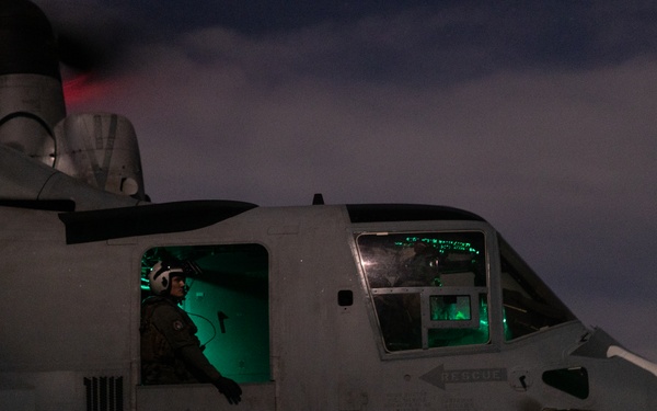 11th MEU Marines, Sailors Conduct Night Deck Landing Qualifications