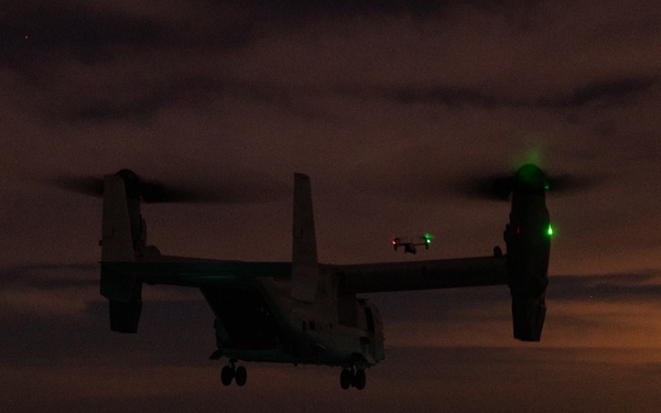 11th MEU Marines, Sailors Conduct Night Deck Landing Qualifications