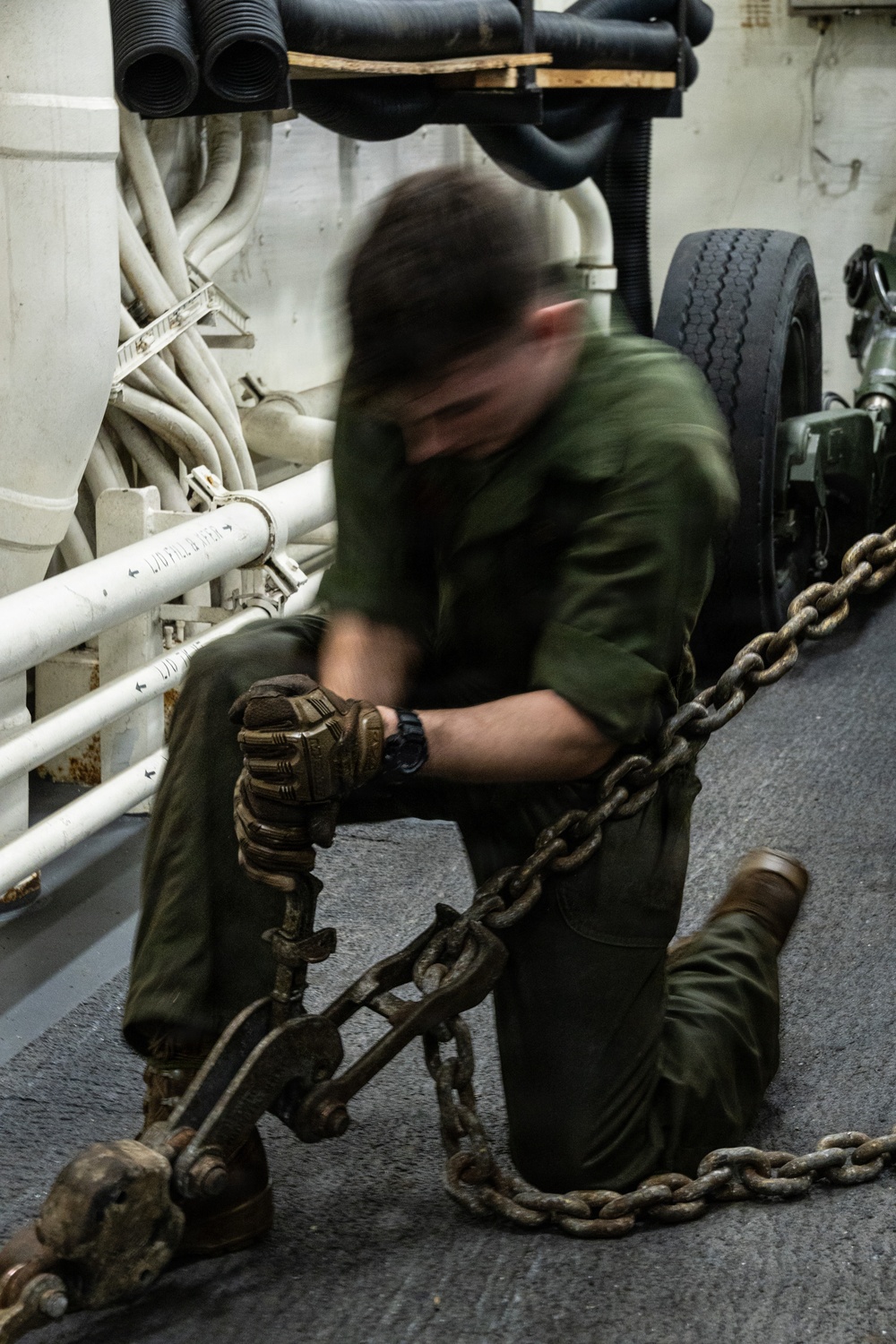 11th MEU Marines load equipment onto USS Portland
