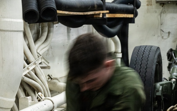 11th MEU Marines load equipment onto USS Portland