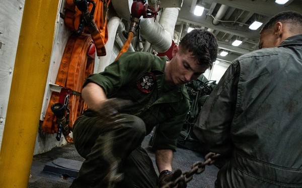 11th MEU Marines load equipment onto USS Portland