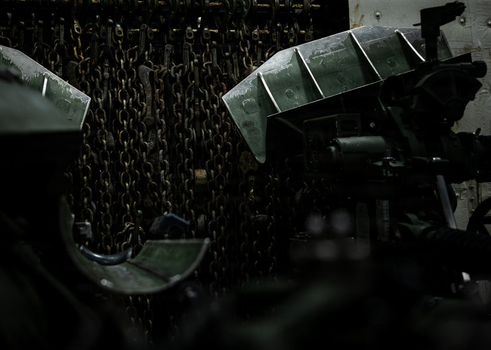 11th MEU Marines load equipment onto USS Portland