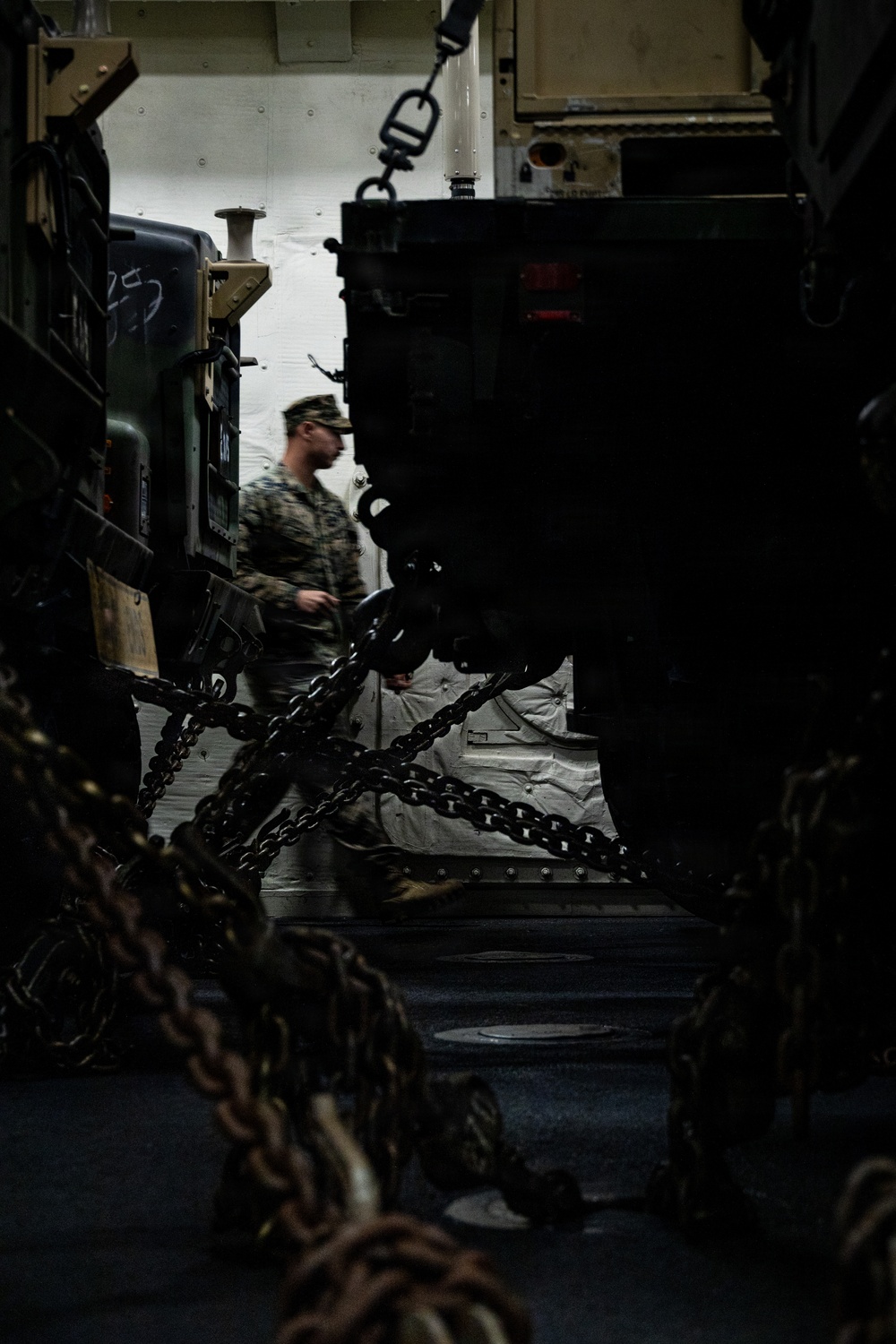 11th MEU Marines load equipment onto USS Portland