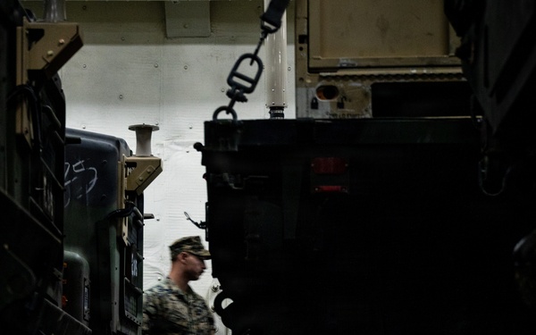 11th MEU Marines load equipment onto USS Portland