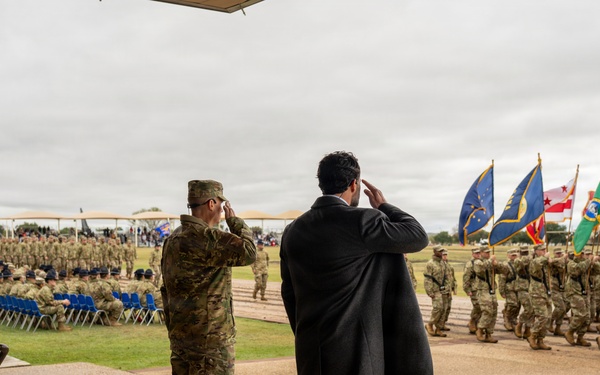 Under Secretary of the Air Force Matt Lohmeier reviews Basic Military Training Graduation Parade