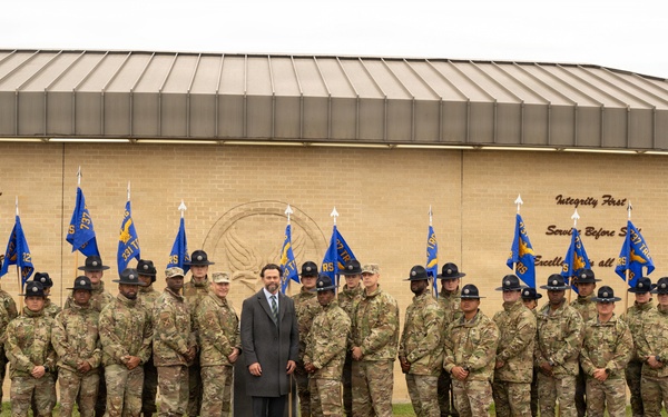 Under Secretary of the Air Force Matt Lohmeier reviews Basic Military Training Graduation Parade