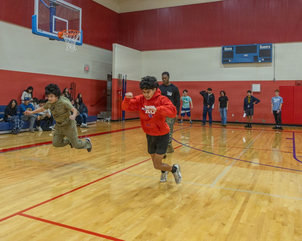 San Marcos Marines conducts physical training with Jack C. Hays High School students