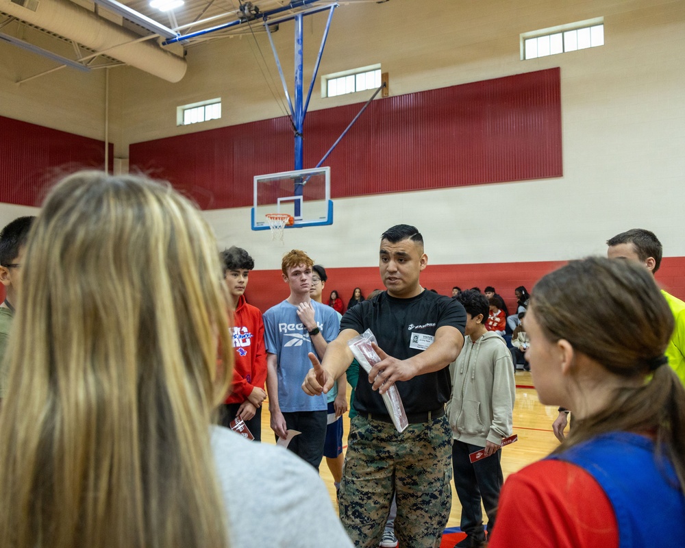 San Marcos Marines conducts physical training with Jack C. Hays High School students