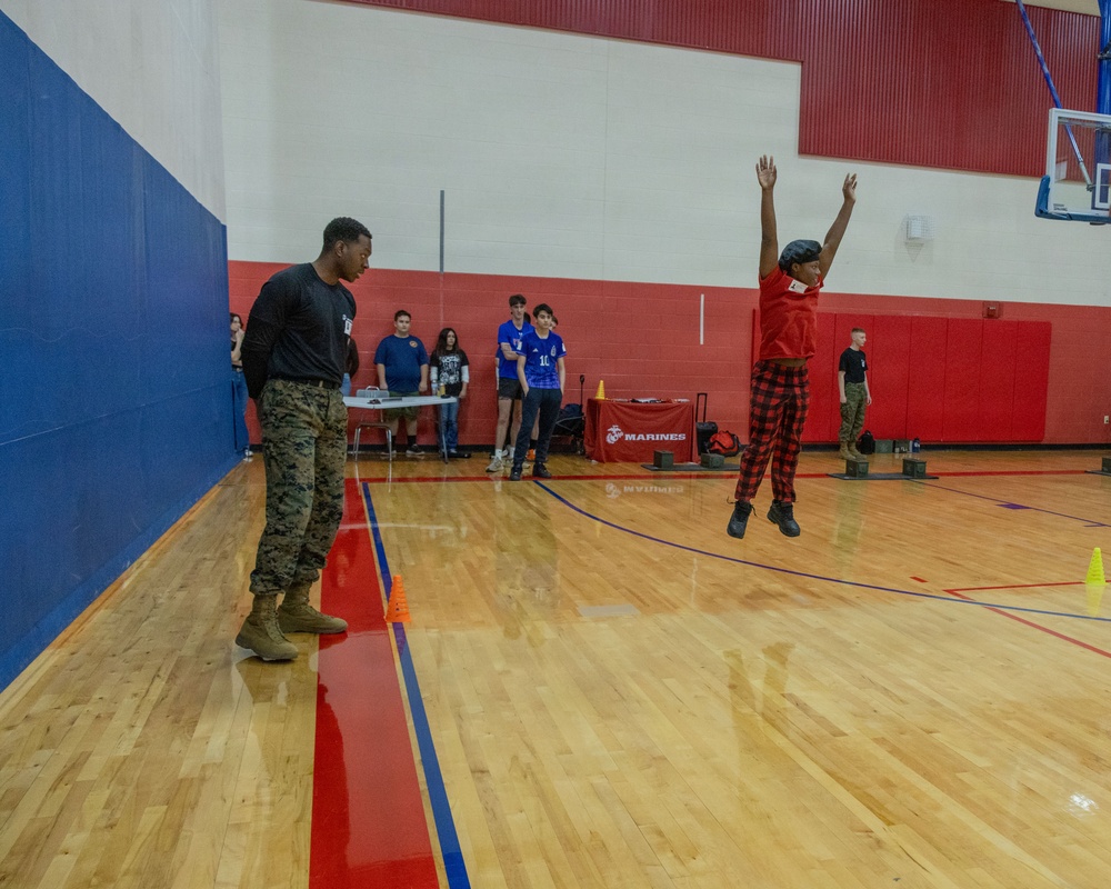 San Marcos Marines conducts physical training with Jack C. Hays High School students