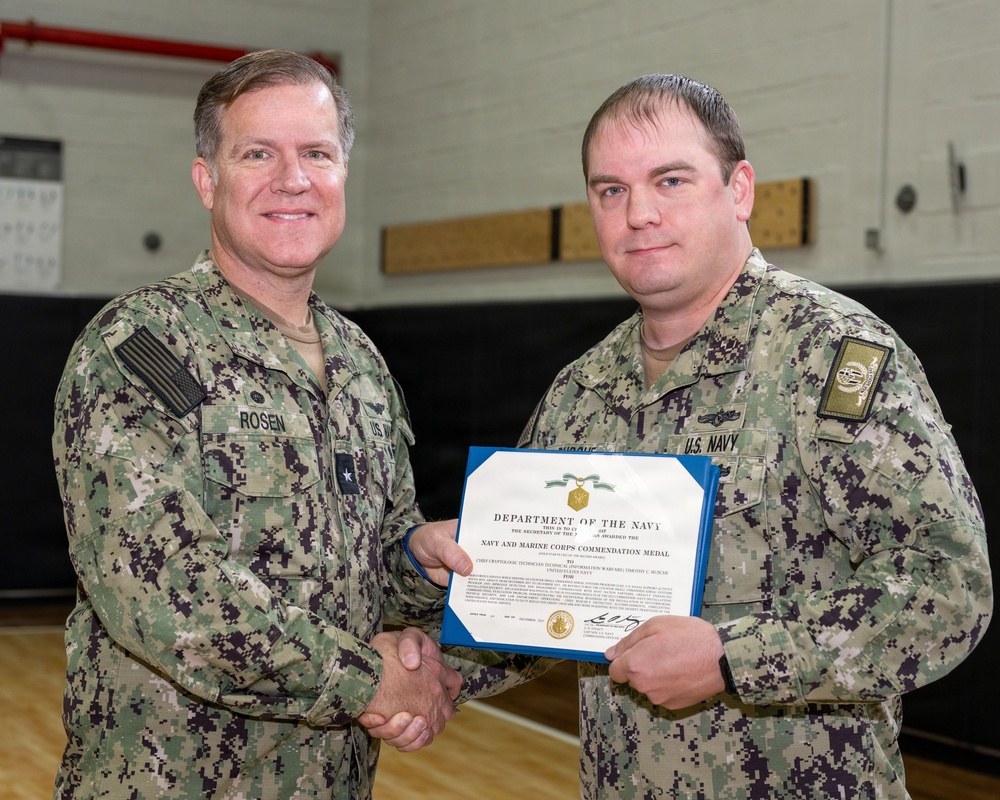 CNREURAFCENT Rear Adm. Brad Rosen hosts an All Hands at NSA Souda Bay