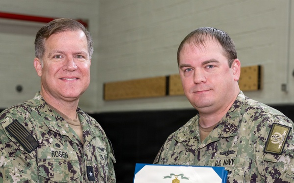 CNREURAFCENT Rear Adm. Brad Rosen hosts an All Hands at NSA Souda Bay