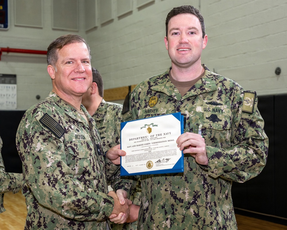 CNREURAFCENT Rear Adm. Brad Rosen hosts an All Hands at NSA Souda Bay