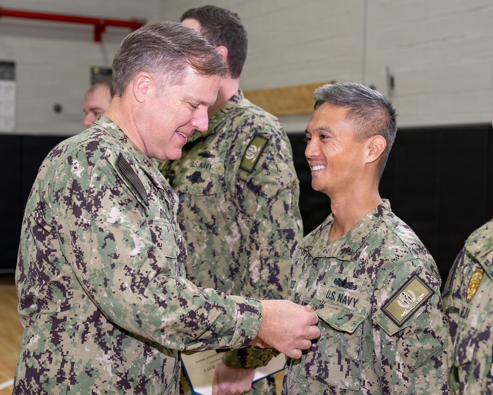 CNREURAFCENT Rear Adm. Brad Rosen hosts an All Hands at NSA Souda Bay