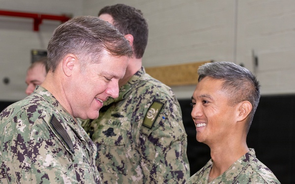 CNREURAFCENT Rear Adm. Brad Rosen hosts an All Hands at NSA Souda Bay