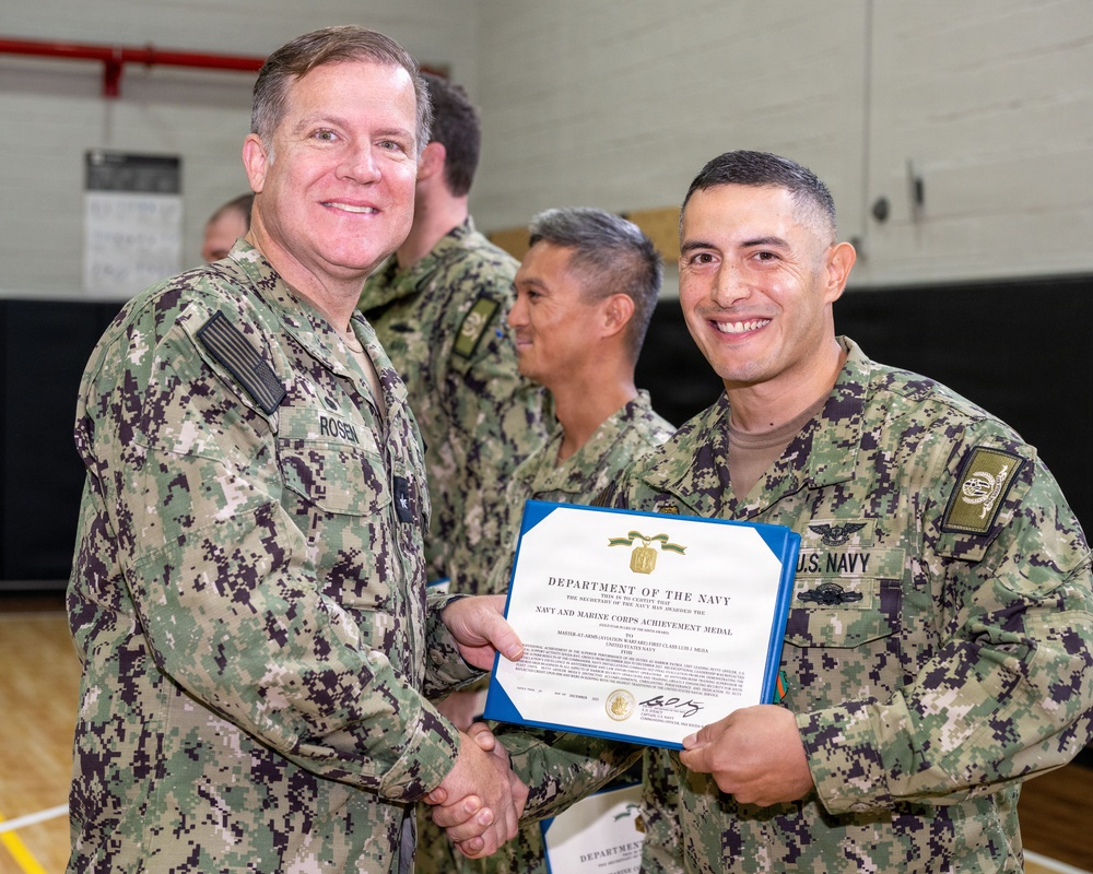 CNREURAFCENT Rear Adm. Brad Rosen hosts an All Hands at NSA Souda Bay
