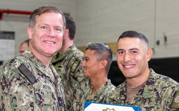 CNREURAFCENT Rear Adm. Brad Rosen hosts an All Hands at NSA Souda Bay