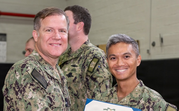 CNREURAFCENT Rear Adm. Brad Rosen hosts an All Hands at NSA Souda Bay