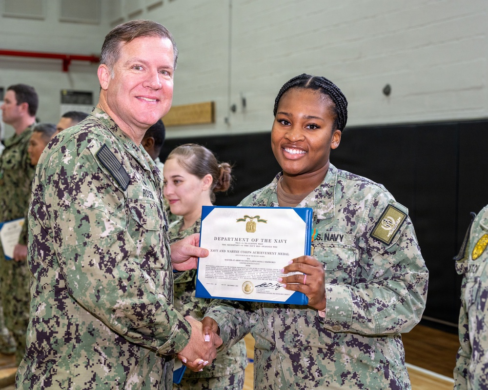 CNREURAFCENT Rear Adm. Brad Rosen hosts an All Hands at NSA Souda Bay