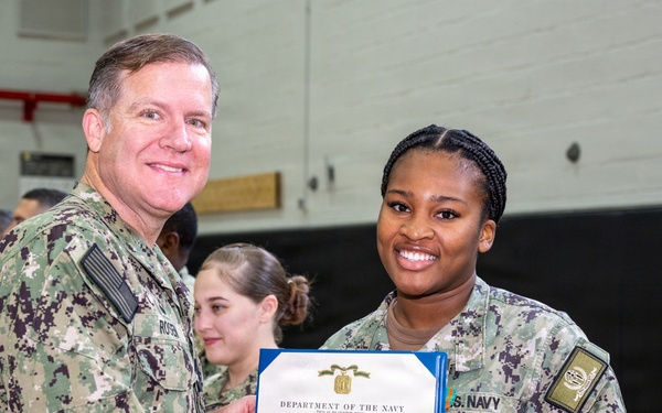 CNREURAFCENT Rear Adm. Brad Rosen hosts an All Hands at NSA Souda Bay